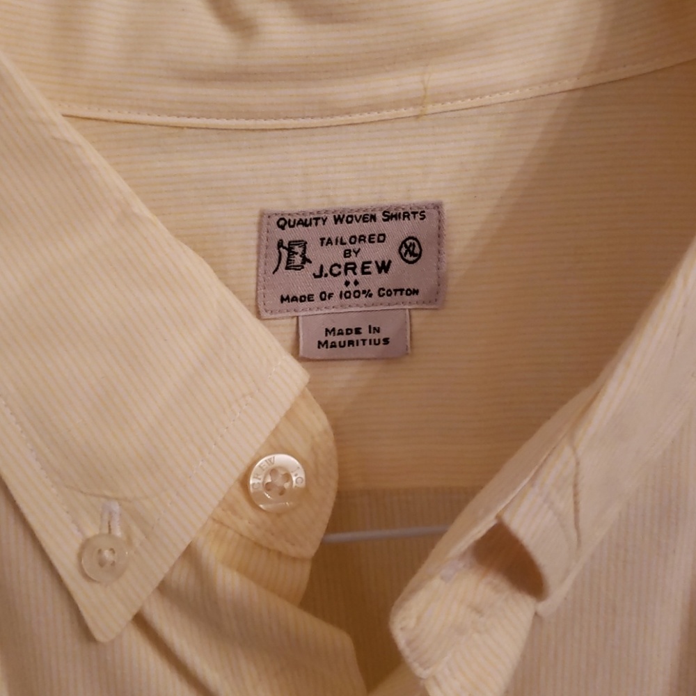 J. Crew Men's Spring shirt Yellow thin pin stripe - Picture 3 of 5